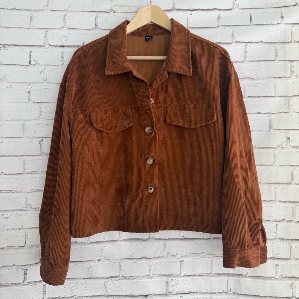 SHEIN Rust Corduroy‎ Utility Shacket